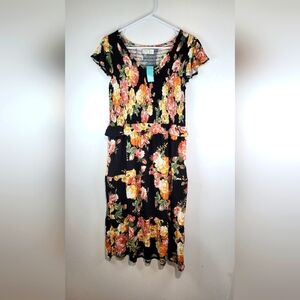 Maurices Womens 24/7 Floral Smocked Dress Size Medium NWT. Brand new.